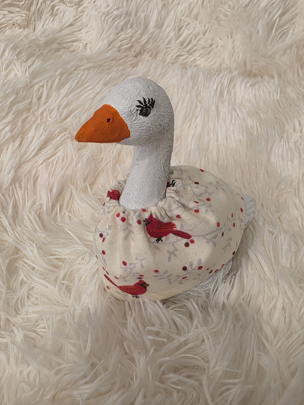 7" Desk Goose Handcrafted Cardinal Print Dress